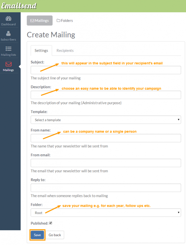 Create a mailing